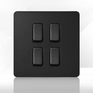 Stainless steel Switch BJ-4 Gang 2 Way switch-Black